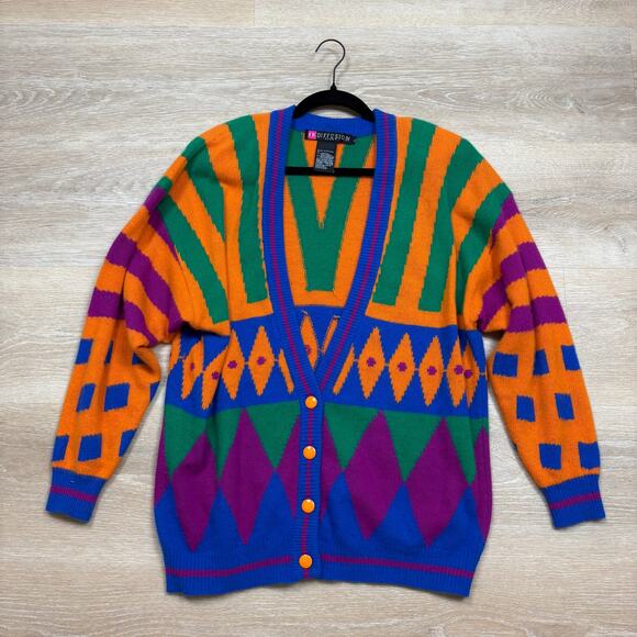 Vintage 90’s IB Diffusion Lambswool Cardigan Women’s L - Picture 1 of 5